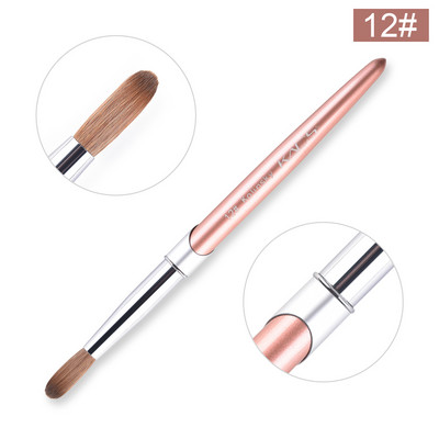 Akrilinis nagų šepetėlis 100% grynas Kolinsky Sable Brush, skirtas krištolo nagų gelio dažymui ovaliu gofruotu akrilo pudra, skystas manikiūro įrankis