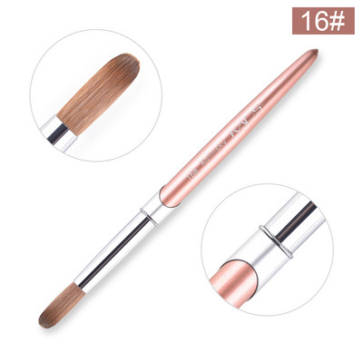 Akrilinis nagų šepetėlis 100% grynas Kolinsky Sable Brush, skirtas krištolo nagų gelio dažymui ovaliu gofruotu akrilo pudra, skystas manikiūro įrankis