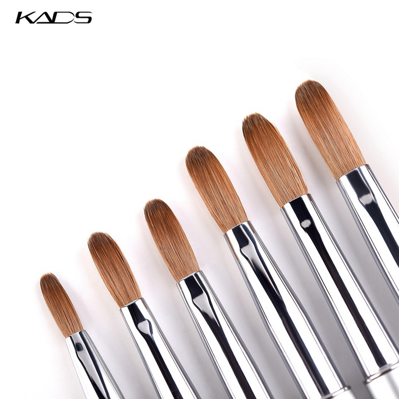 Akrilinis nagų šepetėlis 100% grynas Kolinsky Sable Brush, skirtas krištolo nagų gelio dažymui ovaliu gofruotu akrilo pudra, skystas manikiūro įrankis