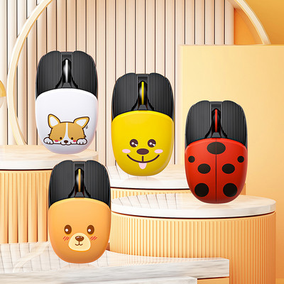 Сладка 2.4G безжична мишка за игри, акумулаторна Kawaii Mini Cartoon Bluetooth безшумни мишки за компютър, лаптоп, домашен офис