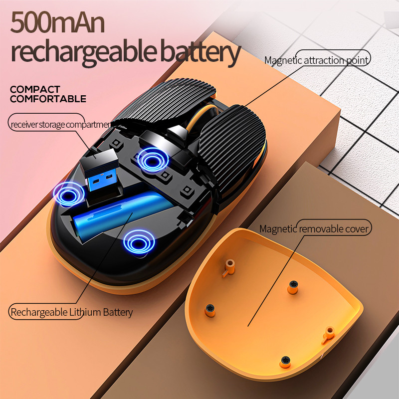 Aranyos 2.4G vezeték nélküli játékegér, újratölthető Kawaii Mini Cartoon Bluetooth csendes egerek számítógépes laptopokhoz, otthoni irodához