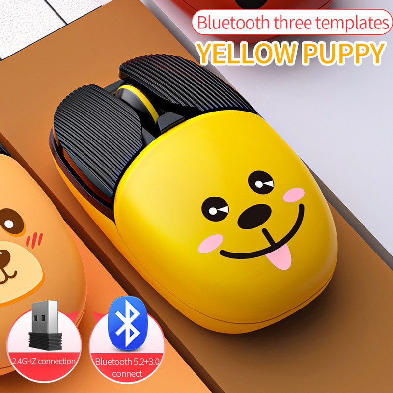 Aranyos 2.4G vezeték nélküli játékegér, újratölthető Kawaii Mini Cartoon Bluetooth csendes egerek számítógépes laptopokhoz, otthoni irodához