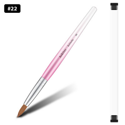 Kolinsky Sable nagų šepetėlis gradientas Pink Metallic Barrel apvalios formos nagų dailės šepetėlis akrilo dengimui Manikiūro įrankis #8-#22
