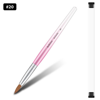 Kolinsky Sable nagų šepetėlis gradientas Pink Metallic Barrel apvalios formos nagų dailės šepetėlis akrilo dengimui Manikiūro įrankis #8-#22