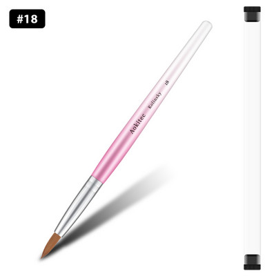 Kolinsky Sable nagų šepetėlis gradientas Pink Metallic Barrel apvalios formos nagų dailės šepetėlis akrilo dengimui Manikiūro įrankis #8-#22