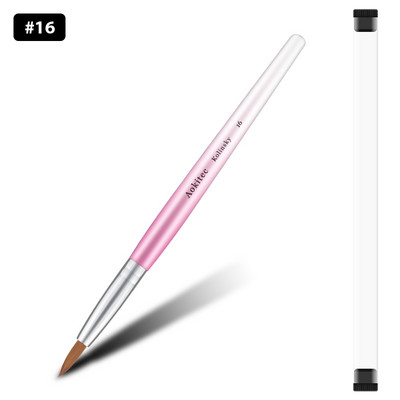 Kolinsky Sable nagų šepetėlis gradientas Pink Metallic Barrel apvalios formos nagų dailės šepetėlis akrilo dengimui Manikiūro įrankis #8-#22