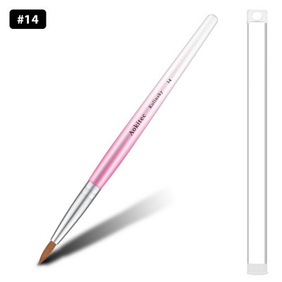 Kolinsky Sable nagų šepetėlis gradientas Pink Metallic Barrel apvalios formos nagų dailės šepetėlis akrilo dengimui Manikiūro įrankis #8-#22