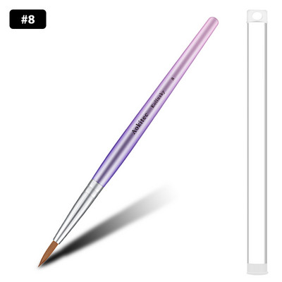Kolinsky Sable nagų šepetėlis gradientas Pink Metallic Barrel apvalios formos nagų dailės šepetėlis akrilo dengimui Manikiūro įrankis #8-#22