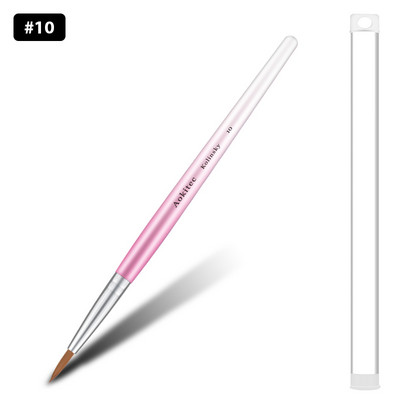 Kolinsky Sable nagų šepetėlis gradientas Pink Metallic Barrel apvalios formos nagų dailės šepetėlis akrilo dengimui Manikiūro įrankis #8-#22