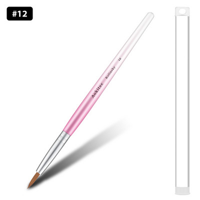Kolinsky Sable nagų šepetėlis gradientas Pink Metallic Barrel apvalios formos nagų dailės šepetėlis akrilo dengimui Manikiūro įrankis #8-#22