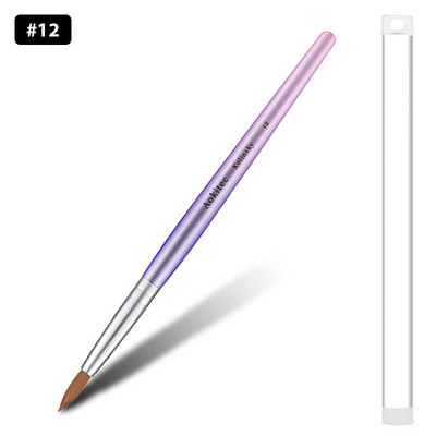 Kolinsky Sable nagų šepetėlis gradientas Pink Metallic Barrel apvalios formos nagų dailės šepetėlis akrilo dengimui Manikiūro įrankis #8-#22