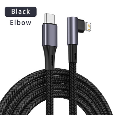 90 laipsnių žaibo katė, skirta iPhone 14 13 12 greito įkrovimo kabeliui 20w Pd USB tipo C kabeliui Ipad iPhone 11 Pro Max Xs alkūniniam kabinai