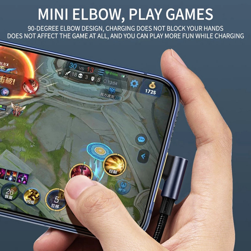 90 laipsnių žaibo katė, skirta iPhone 14 13 12 greito įkrovimo kabeliui 20w Pd USB tipo C kabeliui Ipad iPhone 11 Pro Max Xs alkūniniam kabinai