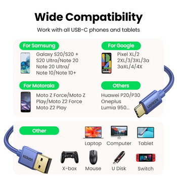 【Ново в разпродажба】UGREEN USB кабел 3A USB C кабел за Samsung S21 Xiaomi Type C Кабел за зареждане Аксесоари за телефон USB Type C кабел