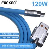 120 W itin greito įkrovimo C tipo skysto silikono kabelis USB C laidas skirtas Xiaomi Huawei Samsung Pixel POCO USB įkroviklio duomenų laido laidas