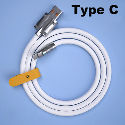 120 W itin greito įkrovimo C tipo skysto silikono kabelis USB C laidas skirtas Xiaomi Huawei Samsung Pixel POCO USB įkroviklio duomenų laido laidas