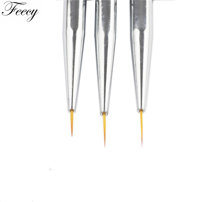 Dažymo rašiklio teptukai 3 vnt. / rinkinys Gold Design Professional aukštos kokybės UV Nail Line Nagų gelio galiukai 3D dizaino manikiūro piešinys