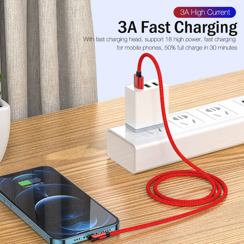 USB laidas skirtas iPhone 12 11 Pro Max X XS 5 6 7 8 Plus SE Apple iPad Origin Ilgas 2m 1m telefono įkroviklio duomenų laidas 3A greito įkrovimo laidas