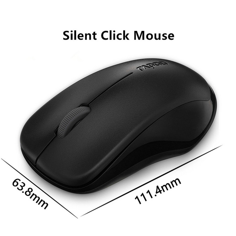 Originalus Rapoo Silent Wireless Optical Mouse Nutildymo mygtukas Click Mini Noiseless Game Mice 1000 DPI, skirtas Macbook PC nešiojamam kompiuteriui