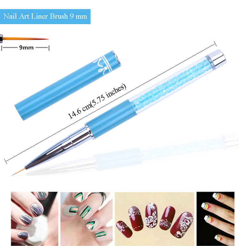 3vnt/sequins Nail Art Brush Piešimas Tapyba Carving Pen Design Manikiūro įrankis 7/9/11mm akrilo įdėklas UV gelio dekoravimo įrankiai