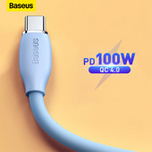 Baseus Liquid Silica Gel 100W Καλώδιο USB C για Xiaomi 11 Pro Samsung S21 Type C Καλώδιο Τηλεφώνου Καλώδιο Καλώδιο USB Τύπου C Φορτιστής