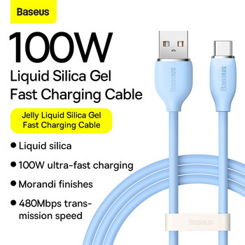 Baseus Liquid Silica Gel 100W USB C кабел за Xiaomi 11 Pro Samsung S21 Type C кабел Телефонен проводник USB Type C зарядно устройство