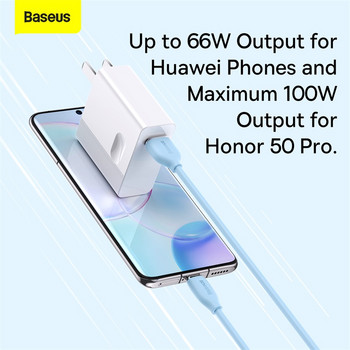 Baseus Liquid Silica Gel 100W Καλώδιο USB C για Xiaomi 11 Pro Samsung S21 Type C Καλώδιο Τηλεφώνου Καλώδιο Καλώδιο USB Τύπου C Φορτιστής