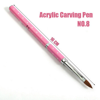 1PCS Nail Art Kolinsky Sable Acrylic Brush Pen UV Gel Polish Направи си сам Рисуване Рисуване Carving Pen Инструменти за маникюр No,2 4 6 8 10