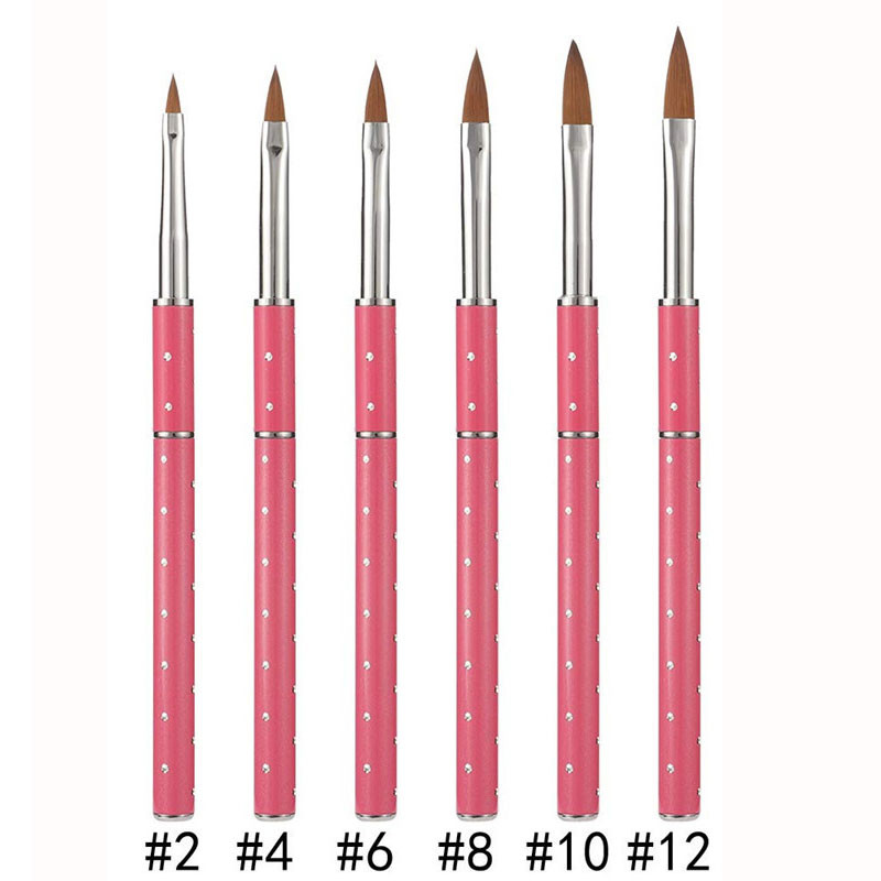 1 DB Nail Art Kolinsky Sable akril ecset toll UV gél lakk barkács festés rajz faragás toll manikűr eszközök No,2 4 6 8 10