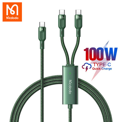 Mcdodo PD 100W тип C 2 в 1 кабел за бързо зареждане за Huawei Samsung Xiaomi плосък лаптоп Macbook Pro USB-C кабел за зареждане на телефона кабел за данни