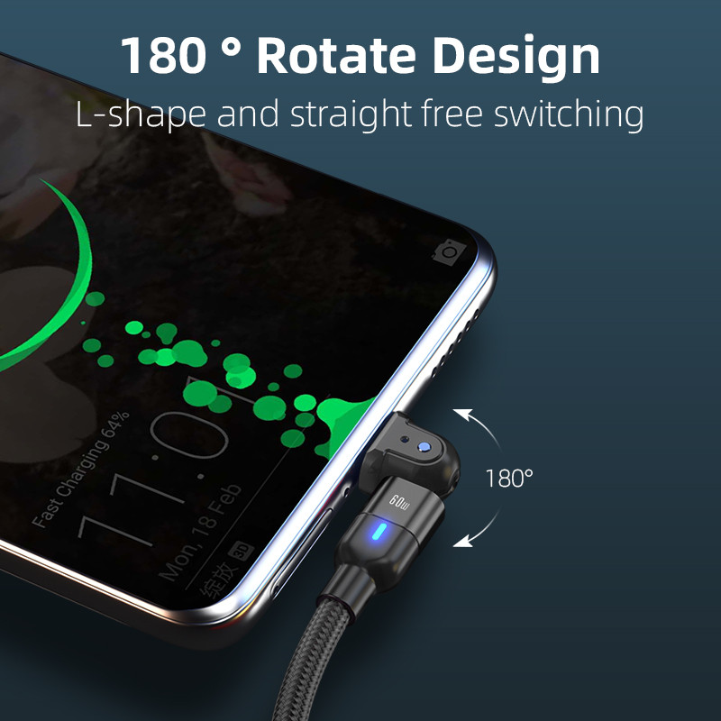 AUFU 60W USB C u USB tip C kabel PD kabel za brzi punjač USB-C tip-c kabel za Xiaomi Samsung Macbook iPad Data SYNC 180 Rotate