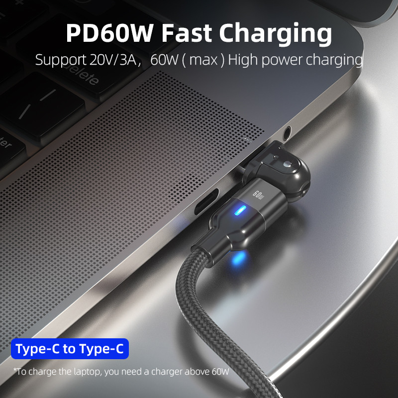 AUFU 60W USB C u USB tip C kabel PD kabel za brzi punjač USB-C tip-c kabel za Xiaomi Samsung Macbook iPad Data SYNC 180 Rotate