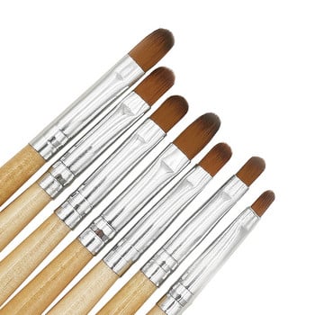 Fingerqueen 7Pcs Professional Manicure UV Gel Brush Pen The Wood Color Nail Art Painting Πινέλο σχεδίασης Εργαλεία φωτοθεραπείας B-023