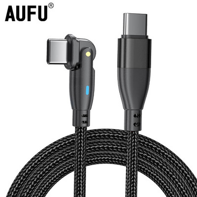 Cablu USB C la USB tip C AUFU 100W pentru Huawei Xiaomi 5A Cablu de încărcare rapidă Rotire la 180 de grade Cablu de date pentru încărcător USBC pentru Samsung