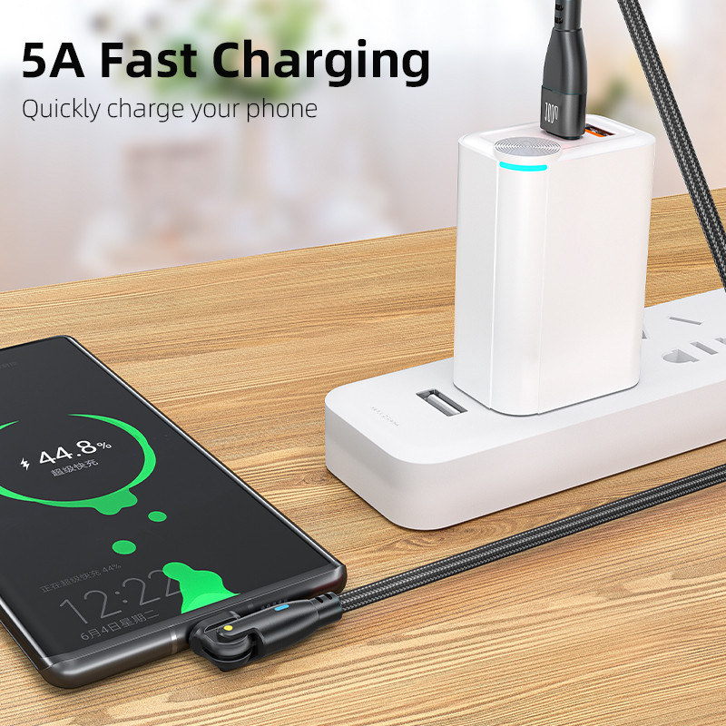 AUFU 100W USB C na USB Type-C kábel pre Huawei Xiaomi 5A rýchlonabíjací kábel s otočením o 180 stupňov a nabíjacím dátovým káblom USB C pre Samsung