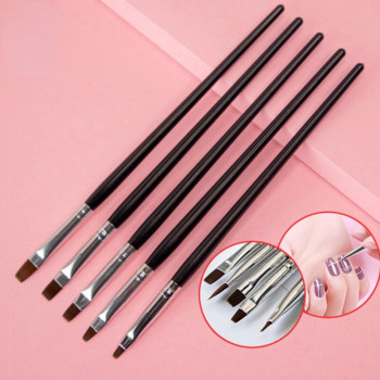 5τμχ/Σετ Professional Liner Painting Pen Nail Art Brushes Nail Art UV Gel Pen Art Salon Home Use Gel Nail Brush Ανθεκτικό Ακρυλικό