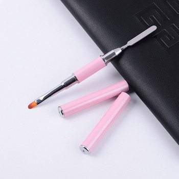2-в-1 Двустранна химикалка за нокти Poly Nail Gel Brush Picker Многофункционална писалка с форма на гел цветна лента Flower Brush Art Manicure Tool