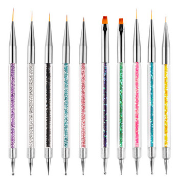 5 τμχ Nail Art Dotting Pen 2 Side UV Gel Ακρυλικό Σχέδιο Ζωγραφική Liner Πινέλο λουλουδιών Εργαλεία μανικιούρ Διακόσμηση Κρύσταλλο στρας