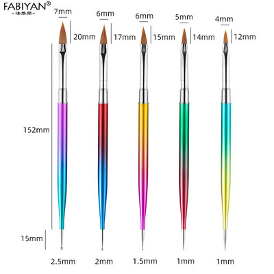 5db Nail Art pöttyös toll 2 oldalas UV gél akril rajz festő bélés virág ecset manikűr eszközök dekoráció strassz kristály