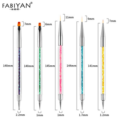 5db Nail Art pöttyös toll 2 oldalas UV gél akril rajz festő bélés virág ecset manikűr eszközök dekoráció strassz kristály