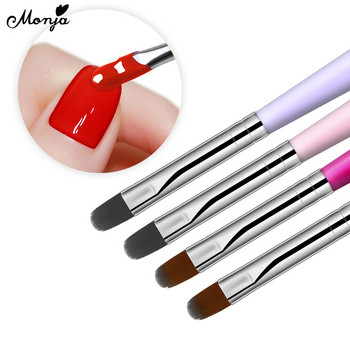 Monja 8 цвята Nail Art Акрилна четка Дървена дръжка Polish Painting Pen UV Gel Extension Builder Brush Направи си сам писалка за рисуване