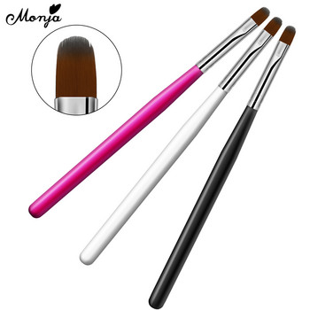 Monja 8 цвята Nail Art Акрилна четка Дървена дръжка Polish Painting Pen UV Gel Extension Builder Brush Направи си сам писалка за рисуване