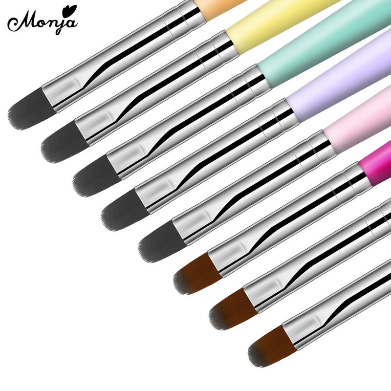 Monja 8 Colors Nail Art akril ecset fa nyelű fényező festőtoll UV gél hosszabbító ecset DIY rajztoll