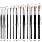100% čisti Kolinsky Brush nokti Black Crystal Nail Pencil kistovi za akvarel u boji samurovine 2# 4# 6#8# 10# 12# 14# 16# 20#24# kist za nokte