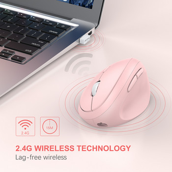 Ζελέ χτένα 2,4 GHz ασύρματο ποντίκι για φορητό υπολογιστή Επαναφορτιζόμενα εργονομικά κάθετα ροζ ποντίκια οπτικά ποντίκια με 3 ρυθμιζόμενα DPI