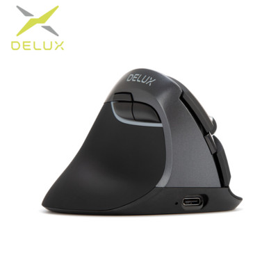 Delux M618ZD Ергономична безжична вертикална мишка за лява ръка Bluetooth 2.4GHz RGB акумулаторна тиха мишка за офис