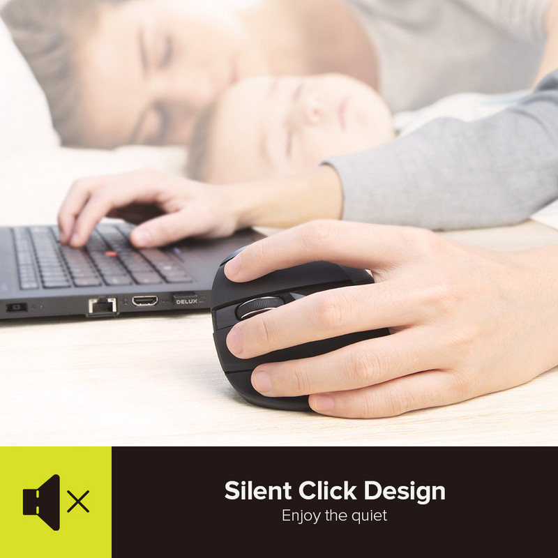 Delux M618ZD balkezes, ergonomikus vezeték nélküli függőleges egér Bluetooth 2,4 GHz RGB újratölthető csendes egerek irodai használatra