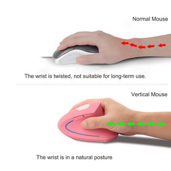 Безжична вертикална мишка за дясна ръка Ергономична мишка за игри 2.4 Ghz 1600 DPI USB оптична китка Healthy Mice Mause за PC компютър