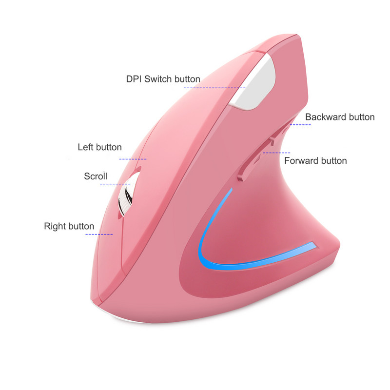 Mouse vertical fără fir pentru mâna dreaptă Mouse ergonomic pentru jocuri 2,4 Ghz 1600 DPI USB optic încheietura mâinii Șoareci sănătoși Mause pentru computer PC