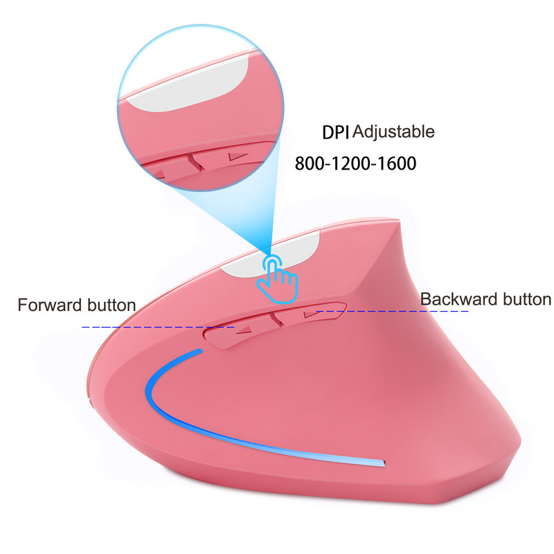 Mouse vertical fără fir pentru mâna dreaptă Mouse ergonomic pentru jocuri 2,4 Ghz 1600 DPI USB optic încheietura mâinii Șoareci sănătoși Mause pentru computer PC